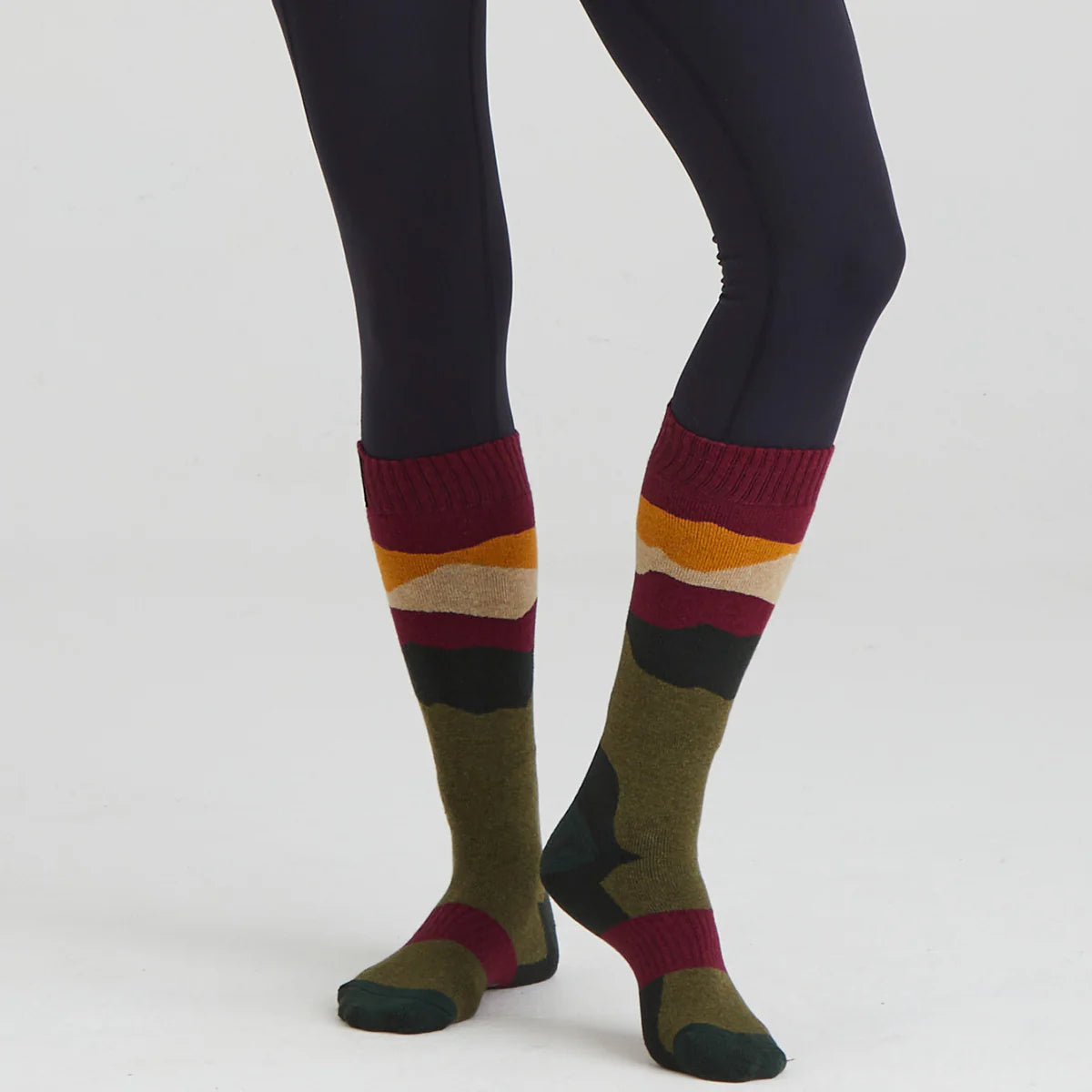 Ridgeline Merino Wool Field Socks Full Length - Berry Stripes