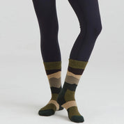 Ridgeline Merino Wool Field Socks Mid Length - Olive Stripes