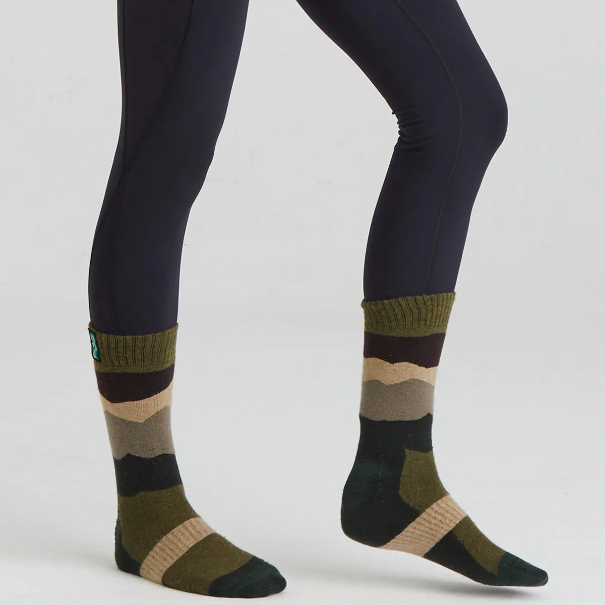 Ridgeline Merino Wool Field Socks Mid Length - Olive Stripes