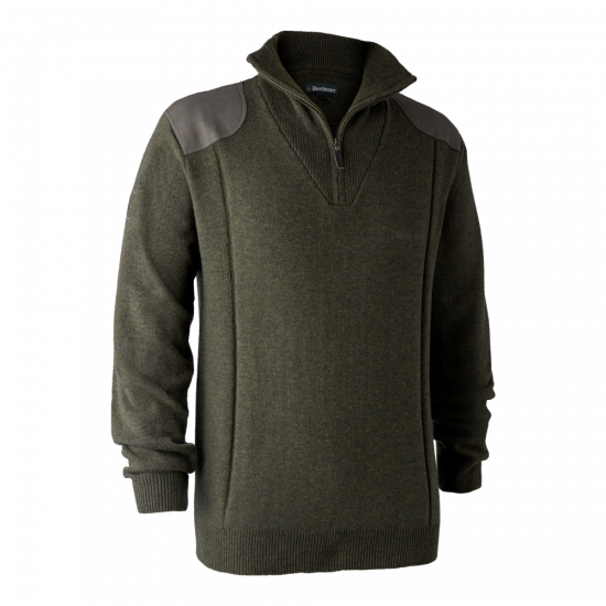 Deerhunter Sheffield Knit with Zip Neck - Green Melange (356)